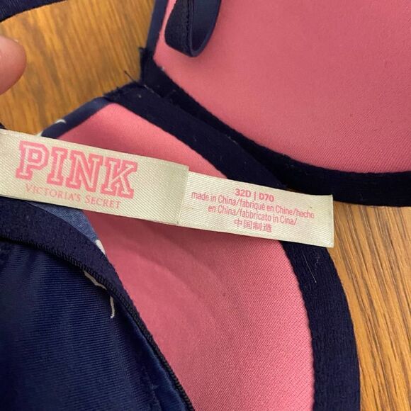 PINK Victoria's Secret Navy Blue Lightly Padded Underwire Bra 32D - Picture 4 of 4
